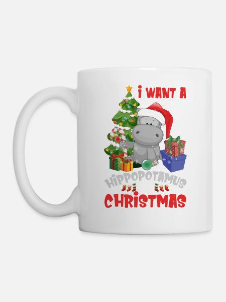 I Want A Hippopotamus For Christmas Funny - Mug - white