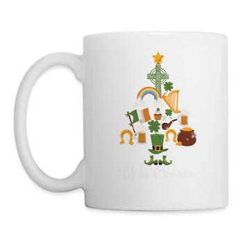 Irish Merry Christmas Pine Tree Funny Decoration - Tasse - Weiß - Links