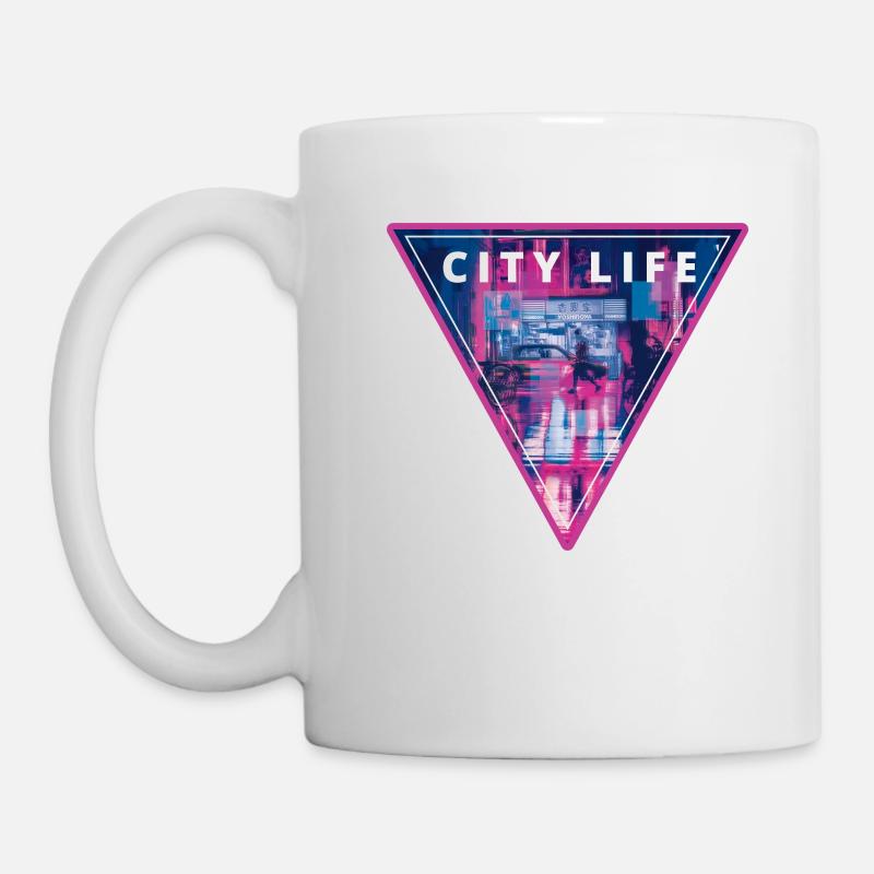 City Life - Synthwave Aesthetic Retrowave - Mug - white