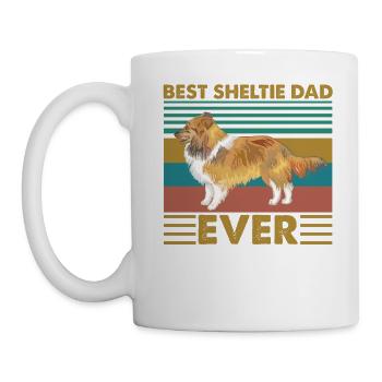 Meilleur Sheltie papa jamais drôle Shetland Vintage Dog - Mug blanc - blanc - Gauche