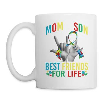 Mom And Son Best Friends For Life Autism Awareness - Mug - white - Left