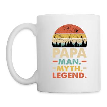 Papa Man Myth Legend Vintage Retro Sunset Fathers - Tasse - Weiß - Links