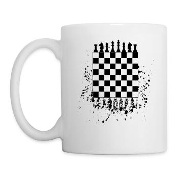 Schachbrett Dame König Schach Spiel Geschenkidee - Tasse - Weiß - Links