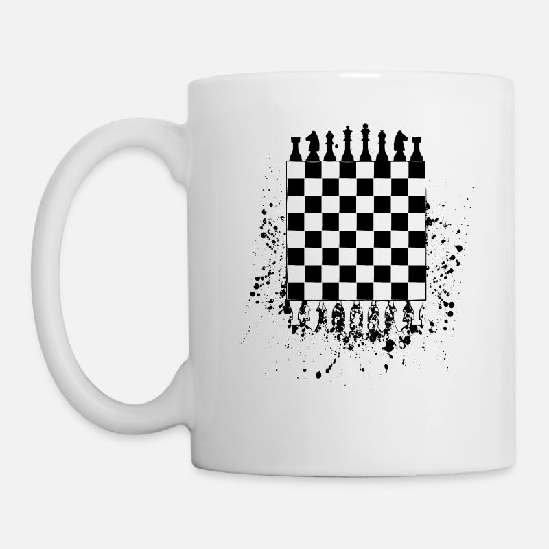 Échiquier idée de cadeau de jeu d'échecs reine roi - Mug blanc - blanc