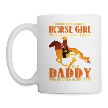 Derrière chaque grand cheval fille un papa - Mug blanc - blanc - Gauche