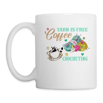 Le fil des amateurs de crochet est gratuit Le café est sain - Mug blanc - blanc - Gauche