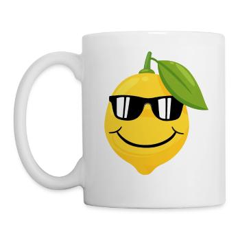 Funny lemon face with sunglasses. - Mug - white - Left