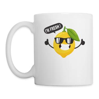 Funny lemon I'M FRESH with sunglasses - Mug - white - Left