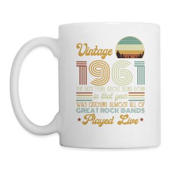 Vintage 1961 Rock Music Lovers Birthday Gift Shirt - Mug - white - Left