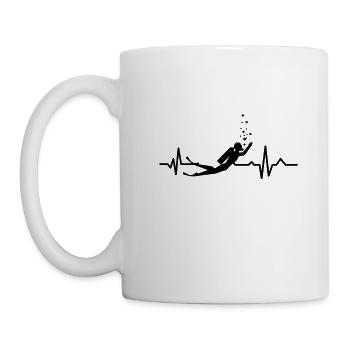 Herzschlag - Heartbeat / Taucher - Diver - Tasse - Weiß - Links