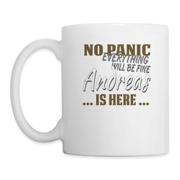Andreas - Don't panic - funny gift in English - Mug - white - Left