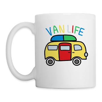 Freiheit und Abenteuer: Camping Leben - Tasse - Weiß - Links
