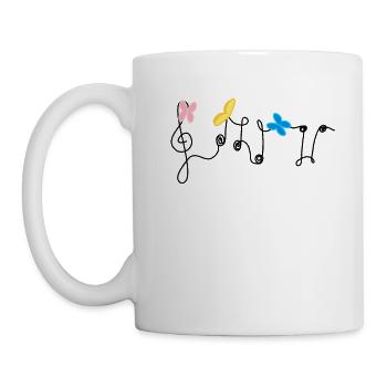Harmonie: Musiknoten und Schmetterlinge - Tasse - Weiß - Links