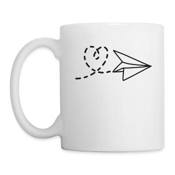 Love and Adventure Heart with Paper Airplane - Mug - white - Left