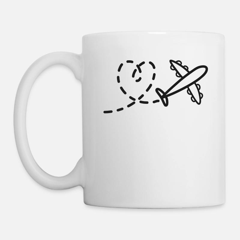 Liebe und Reiselust: Herz und Flugzeug - Tasse - Weiß