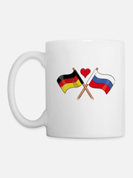 J’aime la Russie Allemagne Drapeau Coeur Drapeau - Mug blanc - blanc