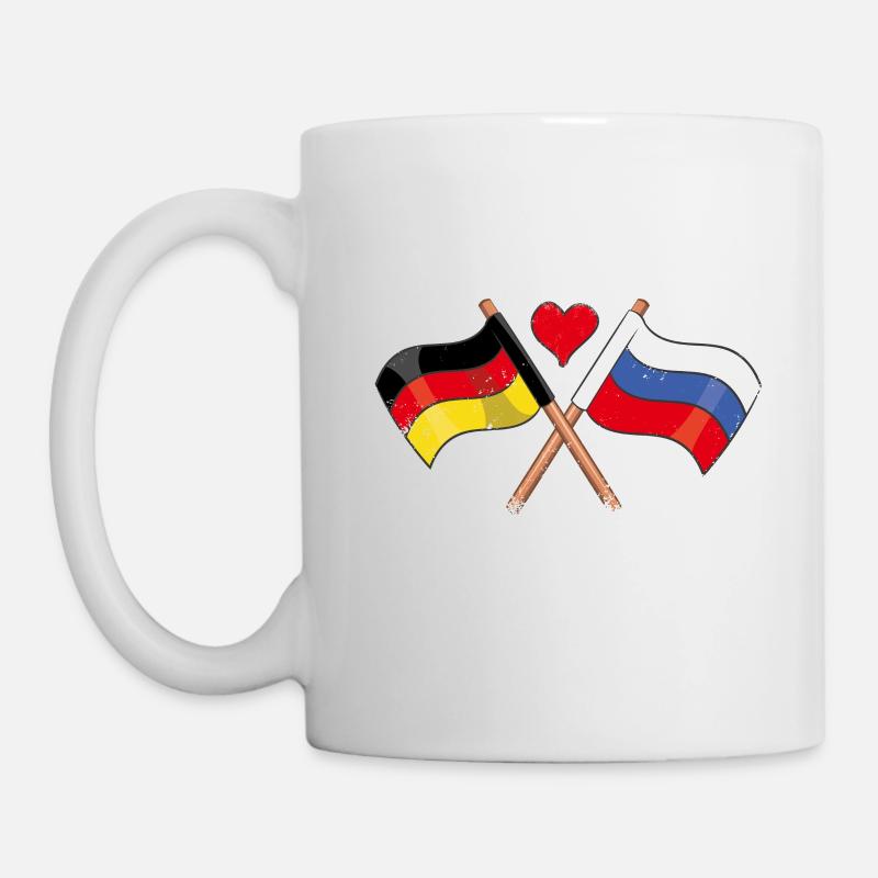 J’aime la Russie Allemagne Drapeau Coeur Drapeau - Mug blanc - blanc