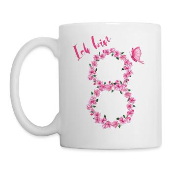 Ich bin 8 Jahre / Geburtstagsmotiv für 8-Jährige - Tasse - Weiß - Links