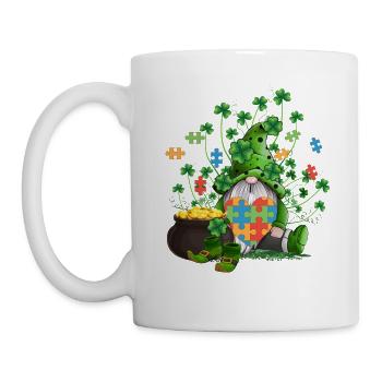 Autism Gnome Irish Gold Coin Pot Puzzle Heart - Tasse - Weiß - Links
