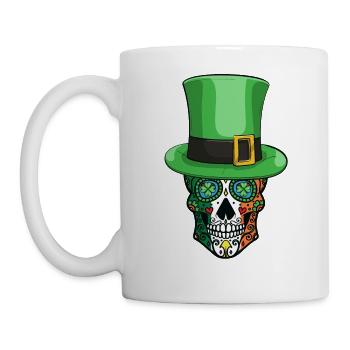Irish Sugar Skull Funny Leprechaun Hat - Tasse - Weiß - Links
