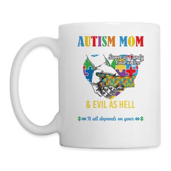 Autism Mom Puzzle Pieces Heart Autistic - Mug blanc - blanc - Gauche