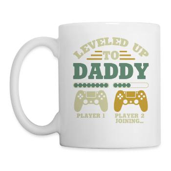 Leveled Up To Daddy Player 1 Player 2 Joining - Tasse - Weiß - Links