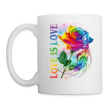 Love Is Love Rainbow Rose LGBT Gay - Tasse - Weiß - Links