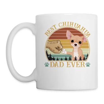 Best Chihuahua Dad Ever Vintage Retro Sunset - Tasse - Weiß - Links