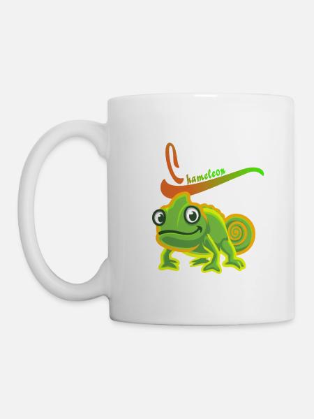 Chameleon, cooles buntes Chamäleon für Kinder - Tasse - Weiß