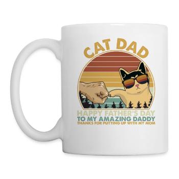 Cat Dad Fist Bump Vintage Fathers Day - Mug blanc - blanc - Gauche