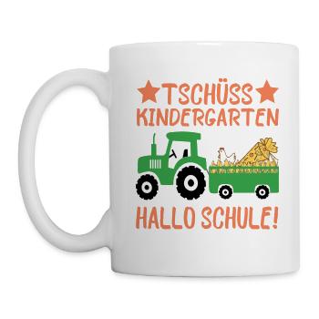 Erstklässler Tschüss Kindergarten Hallo Schule - Tasse - Weiß - Links