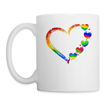 Love Is Love LGBT Rainbow Hearts - Mug blanc - blanc - Gauche