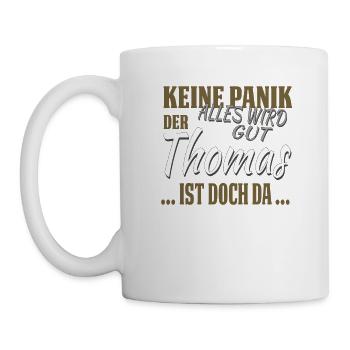 Thomas - Don't panic - funny gift - Mug - white - Left