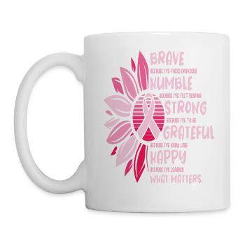 Sunflower Ribbon Breast Cancer Awareness T Shirt - Mug - white - Left