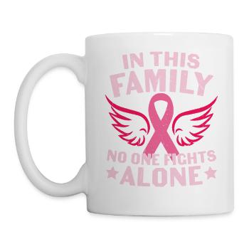 In this Family No one Fights Alone Breast Cancer - Mug blanc - blanc - Gauche