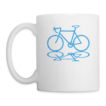 Rennrad Neon Blau mit Spiegelung - Tasse - Weiß - Links