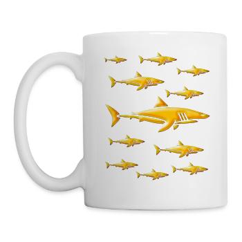 School of Golden Sharks - Gold Sharks - Mug - white - Left