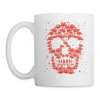 Skull Pink Flamingos Halloween - Mug blanc - blanc - Gauche