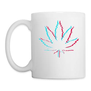 Aesthetic Vaporwave Marijuana leaf with Glitch - Mug - white - Left