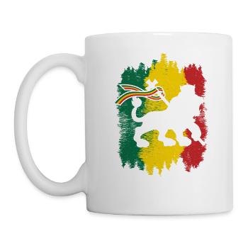 Rastafarian Reggae Flagge mit Rasta Lion Of Judah - Tasse - Weiß - Links