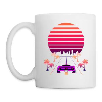 Synthwave Sunset et Retro 80s Sport Fast Car - Mug blanc - blanc - Gauche