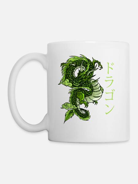 Traditional Chinese Dragon. Aesthetic Grunge - Mug - white