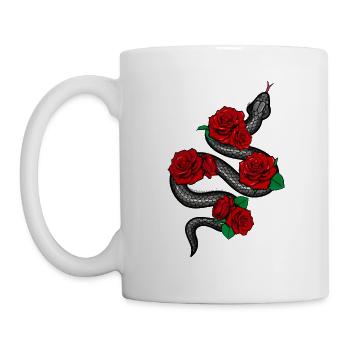 Aesthetic Soft Grunge Snake With Red Roses graphic - Mug - white - Left