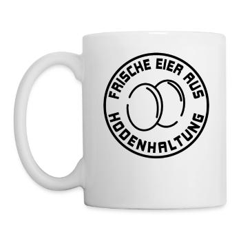 Frische Eier aus Bodenhaltung - Tasse - Weiß - Links