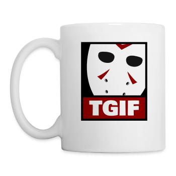 Masque d’horreur Dieu merci c’est vendredi - Mug blanc - blanc - Gauche