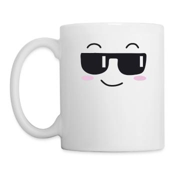 Sunglasses laugh face - Mug - white - Left
