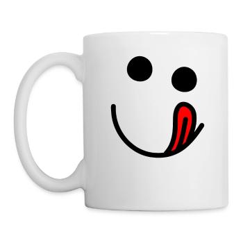 Tongue out - hungry happy face - Mug - white - Left