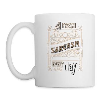 Une tasse fraîche de sarcasme servie tous les jours - Mug blanc - blanc - Gauche