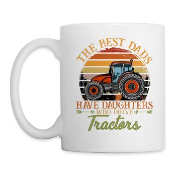 Tractor Dad Daughters Drive Fathers Day - Tasse - Weiß - Links