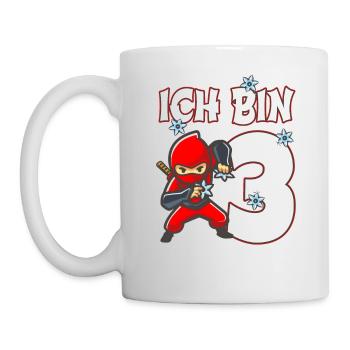 3. Geburtstag Ninja Kostüm 3 Jahre alt Junge - Tasse - Weiß - Links